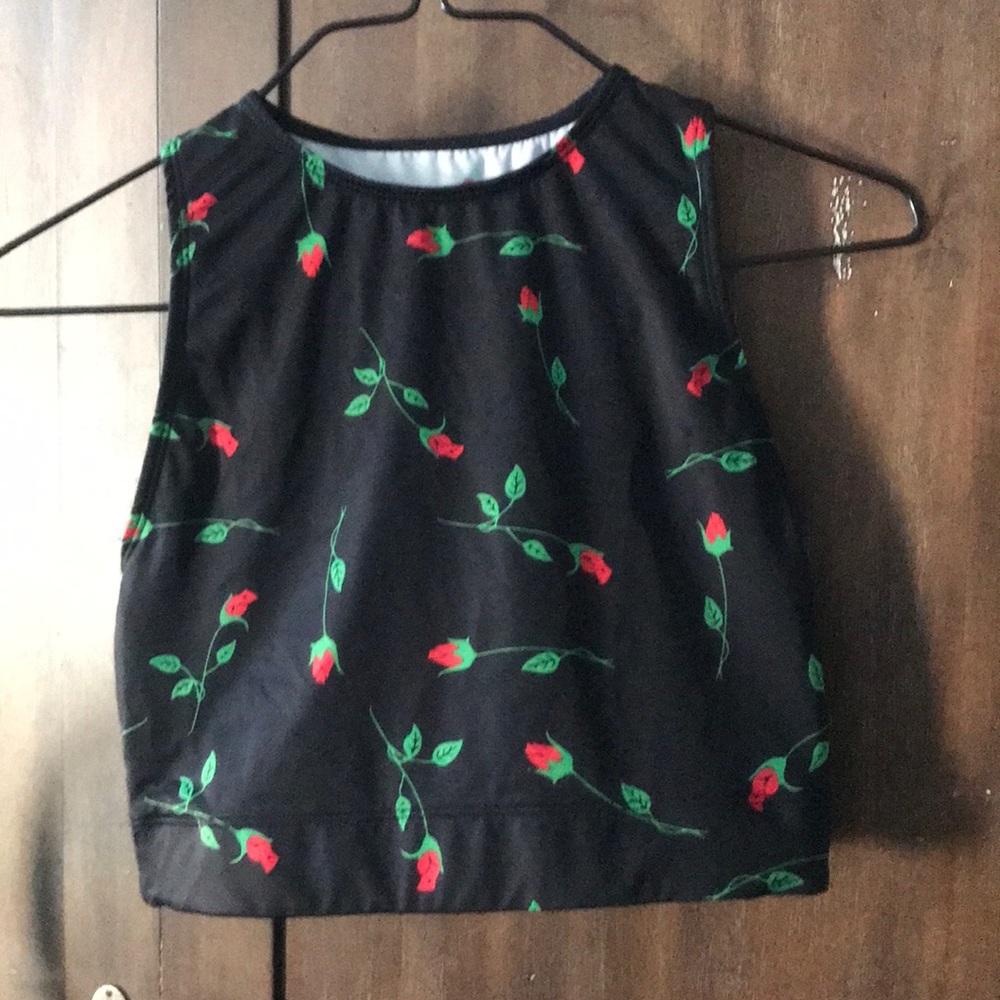 Adam Selman Sport Black Rose Racer Crop Top